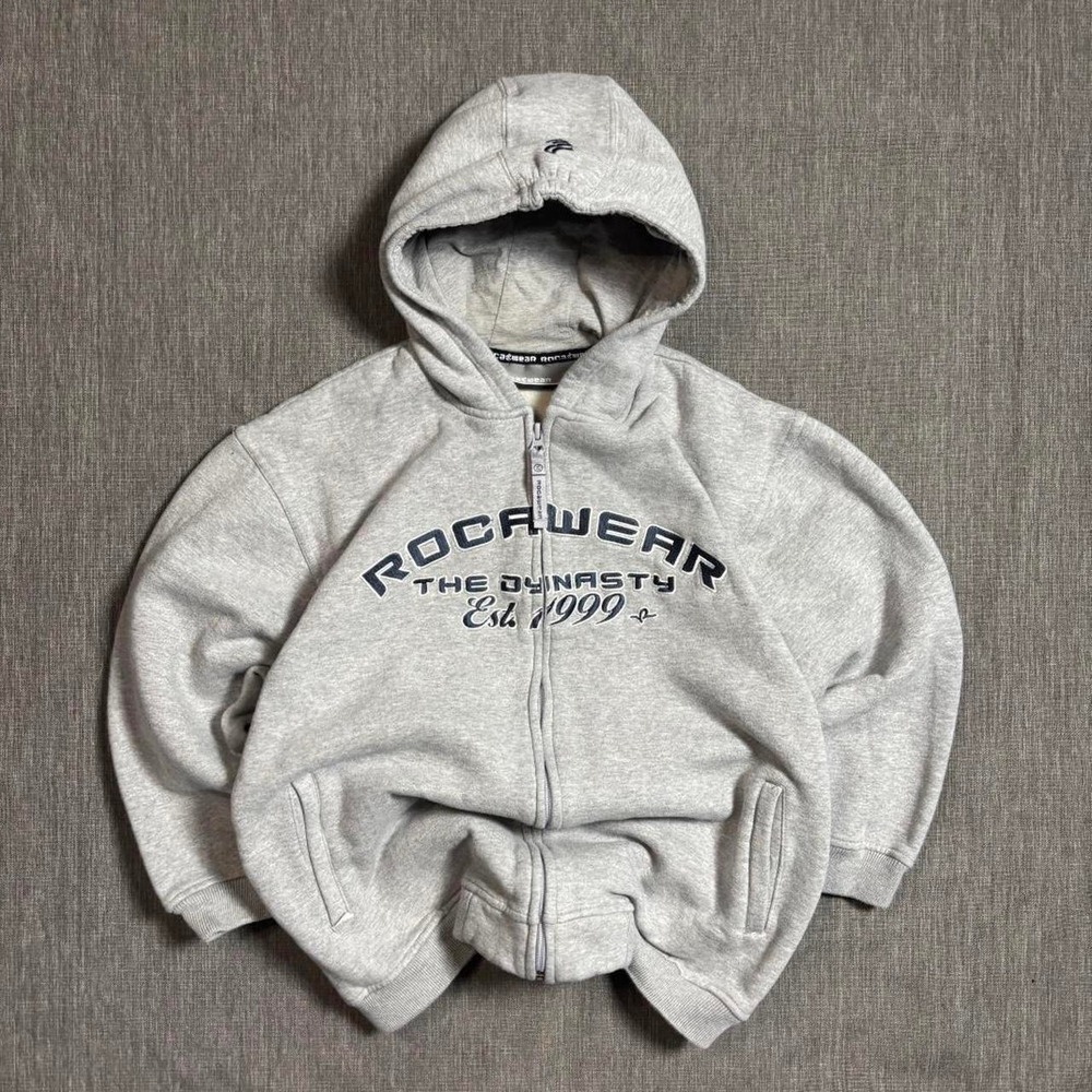 Rocawear y2k grey zip up hoodie - M